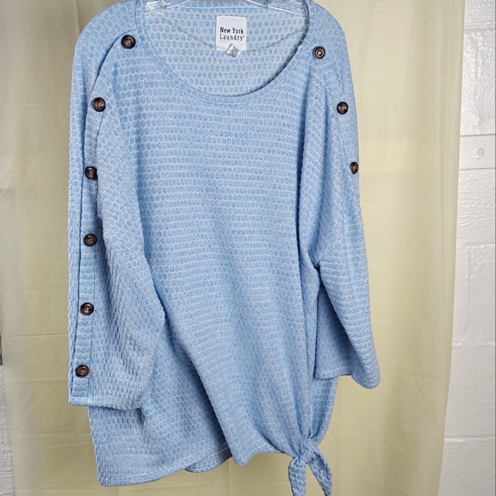 2X Tie Hem Cozy Top With Stretch